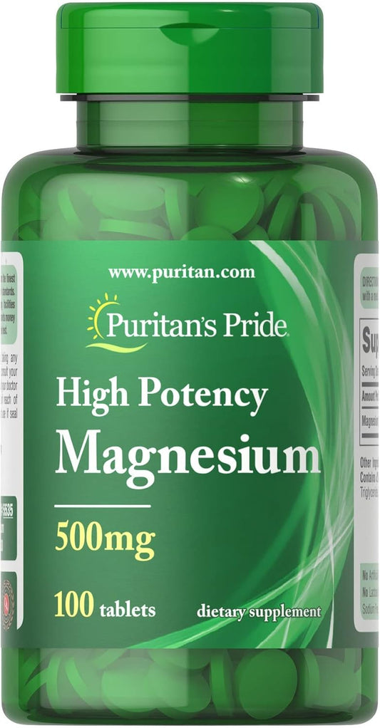 Puritan'S Pride High Potency Magnesium Tablets, 500 Mg, 100 Count