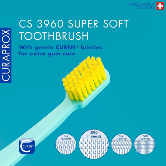 Curaprox Cs 3960 Toothbrush Super Soft, Pack Of 2, Assorted Color
