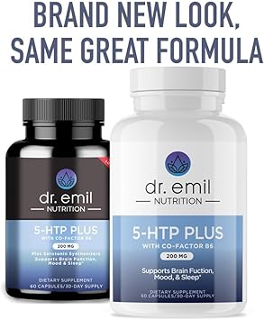 DR. EMIL NUTRITION 200 MG 5-HTP Plus with SAM-e to Maintain Normal Healthy Sleep and Create a Sense of Wellbeing - 5HTP Supplement with Vitamin B6-60 Vegan Capsules, 30 Servings : Health & Household