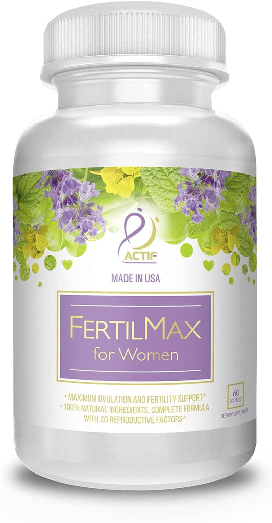 Actif Fertilmax For Women - #1 Fertility Supplement And Ovulation Support, Maximum Strength, Clinically Proven - Non-Gmo, Made In Usa, 60 Count