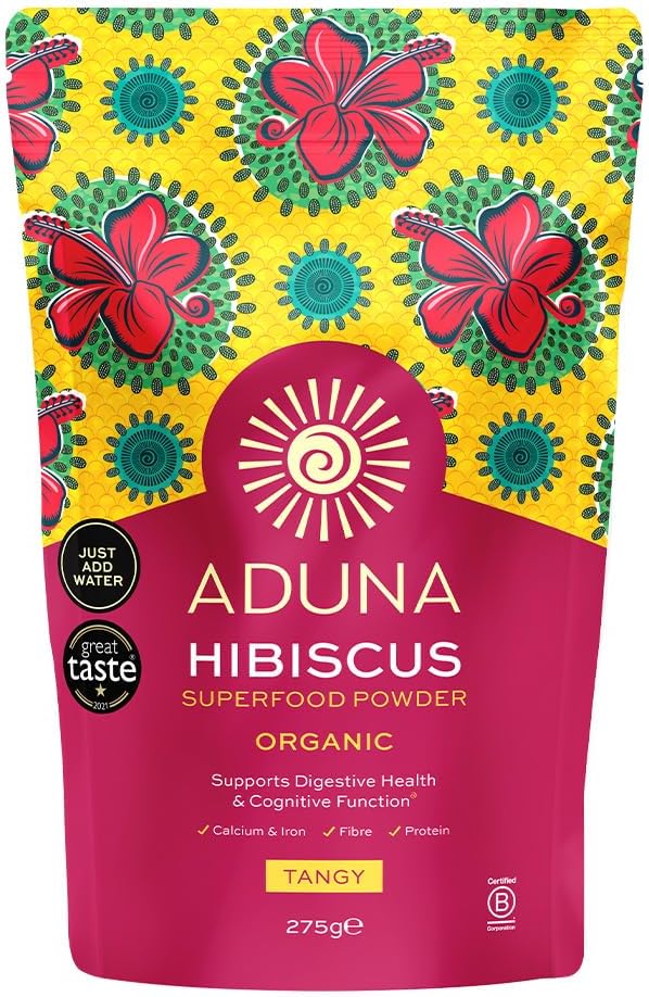 Aduna Hibiscus Powder | Certified USDA Organic Hibiscus | 100% Natural Non-GMO Flower Powder for Hair, Skin & Gut Health | 9.7oz Resealable and Recyclable Pouch