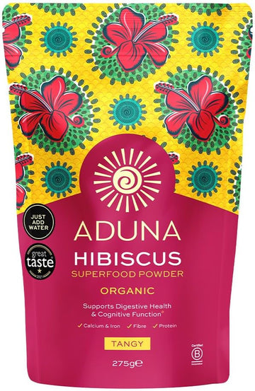 Aduna Hibiscus Powder | Certified USDA Organic Hibiscus | 100% Natural Non-GMO Flower Powder for Hair, Skin & Gut Health | 9.7oz Resealable and Recyclable Pouch