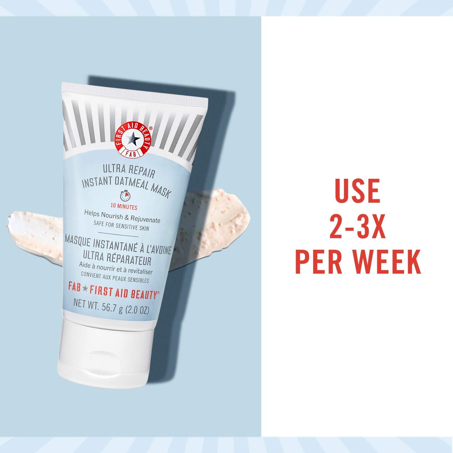 First Aid Beauty Ultra Repair Instant Oatmeal Mask – Hydrating Mask to Help Calm and Soothe Skin – 2 oz. : Facial Treatment Products : Beauty & Personal Care
