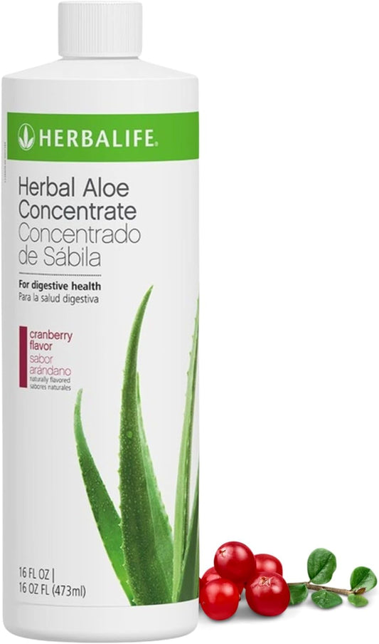 Herbalife Herbal Aloe Concentrate Pint: Cranberry Flavor 16 FL Oz (473 ml) for Digestive Health with Premium-Quality Aloe, Gluten-Free, 0 Calories, 0 Sugar, Naturally Flavored : Health & Household
