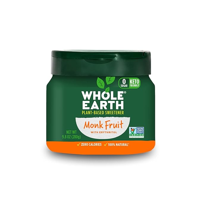 WHOLE EARTH Monk Fruit Sweetener with Erythritol, Plant-Based Sugar Alternative, 12 Ounce Pouch