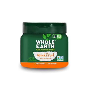 WHOLE EARTH Monk Fruit Sweetener with Erythritol, Plant-Based Sugar Alternative, 12 Ounce Pouch