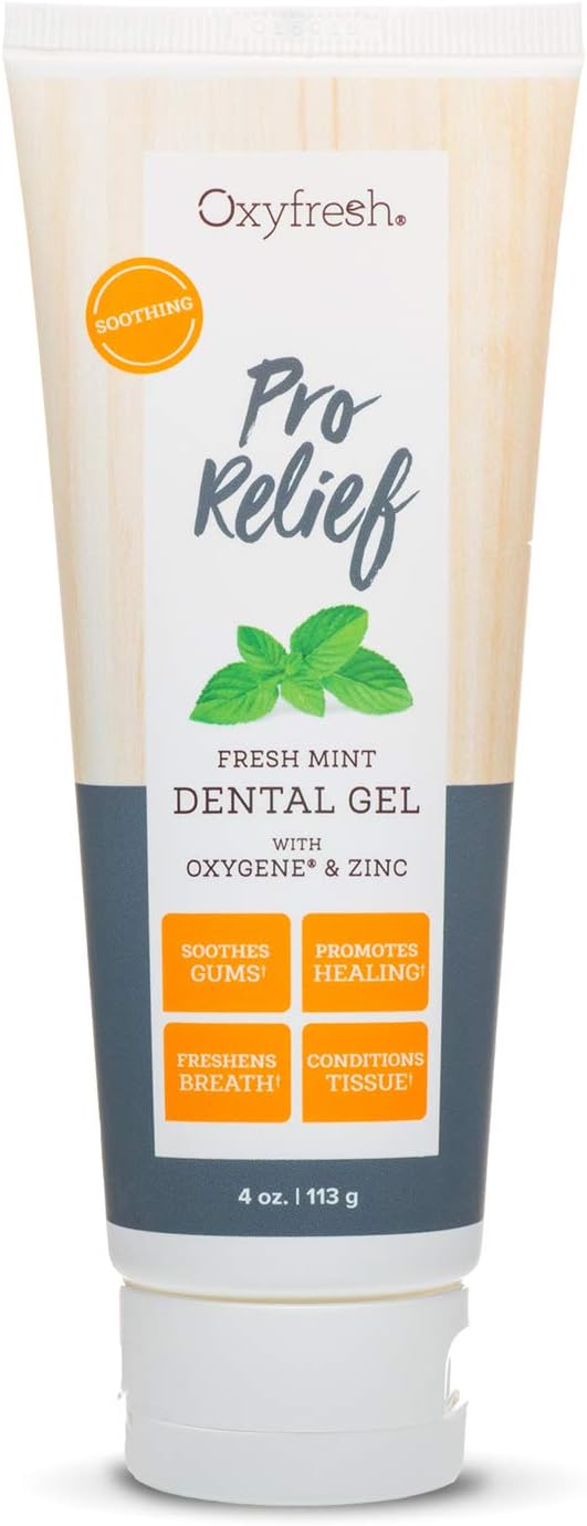Oxyfresh Premium Pro Relief Dental Gel with Zinc –Infused with Aloe Vera, Chamomile and Xylitol – Dentist Recommended to Help Soothe Gum Tissue. 4 oz