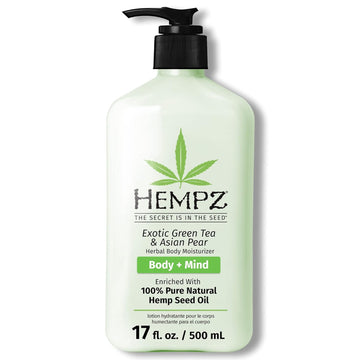 Hempz Body Lotion - Green Tea & Asian Pear Daily Moisturizing Cream, Shea Butter Body Moisturizer - Skin Care Products, Hemp Seed Oil - Large