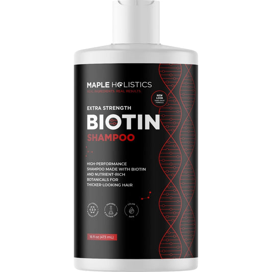 Volumizing Biotin Shampoo and Vitamins Set - Sulfate Free Extra Strength Biotin Shampoo with Keratin for Fuller Looking Hair Plus Hair Loss Biotin Vitamins for Skin Nails and Faster Hair Growth