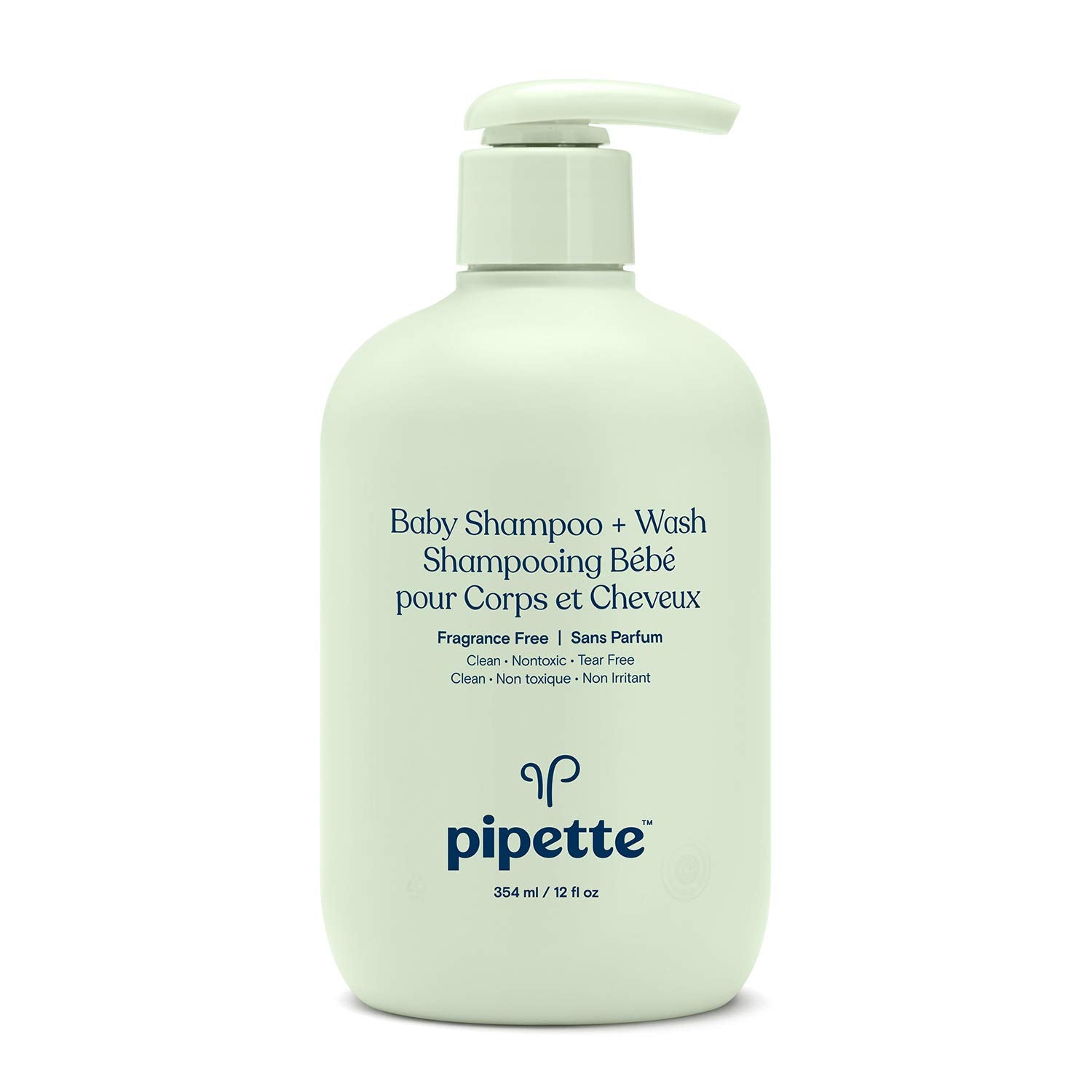 Pipette Baby Shampoo And Body Wash - Fragrance Free, Tear-Free Bath Time, Hypoallergenic, Moisturizing Plant-Derived Squalane, New Formula, 11.8 Fl Oz