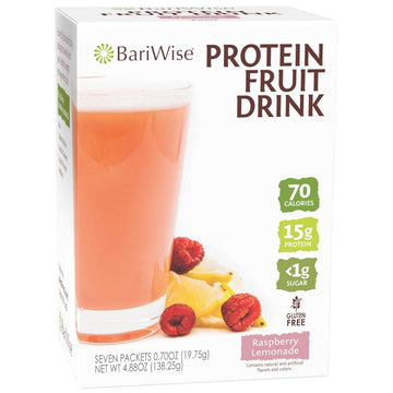 BariWise Protein Fruit Drink, Raspberry Lemonade, Low Sugar, Gluten Free, Keto Friendly & Low Carb (7ct)