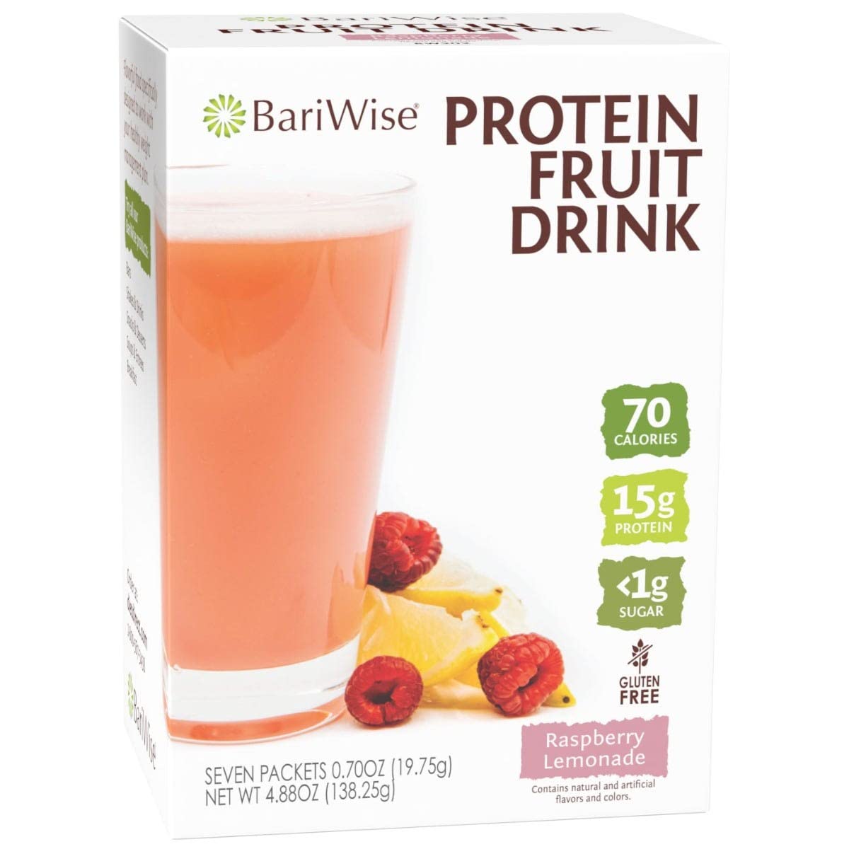 Bariwise Protein Fruit Drink, Raspberry Lemonade, Low Sugar, Gluten Free, Keto Friendly & Low Carb (7Ct)