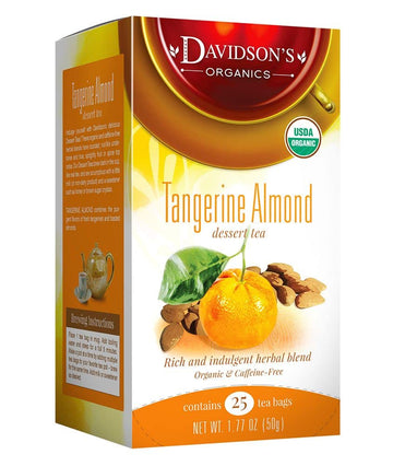 Davidson'S Organics, Tangerine Almond, 25-Count Tea Bags, Pack Of 6