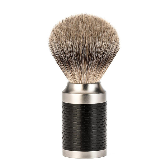 Mühle Rocca Pure Matt Stainless Steel Silvertip Fibre Shaving Brush
