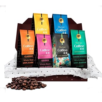 Coffee Plus Gift Set | Medium Roast Whole Bean Specialty Coffee | Variety Pack | Selection Of 6 Assorted Flavors X 8.8Oz | 3.3 Lbs