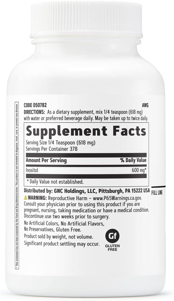 GNC Inositol Powder 600mg - 8 oz. (378 Servings) : Health & Household