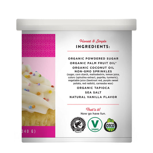 Miss Jones Baking 90% Organic Birthday Buttercream Frosting, Perfect for Icing and Decorating, Vegan-Friendly: Confetti Pop (Pack of 6)