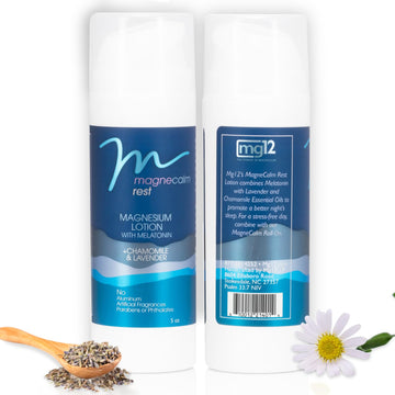 MagneCalm Rest Lotion with Melatonin, Lavender & Chamomile - Mangesium Lotion for Peaceful Rest, 5 Ounce