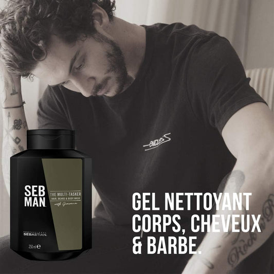 Sebastian Man The Multitasker Hair Beard & Body Wash 250Ml - 3 In 1 Shampoo