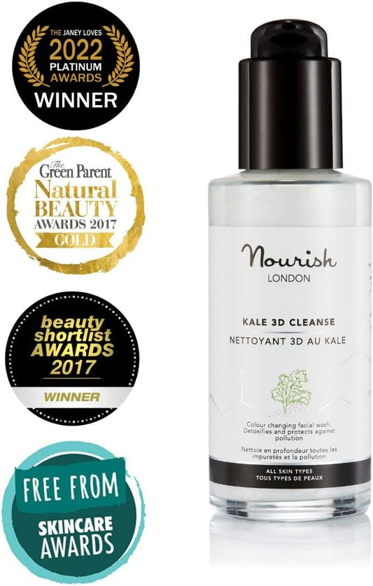 Nourish London Kale 3D Facial Cleanser 100Ml | Colour Changing Cleanser | Kale & Griffonia Extracts | 100% Vegan | Cruelty-Free | Suitable For All Skin Types
