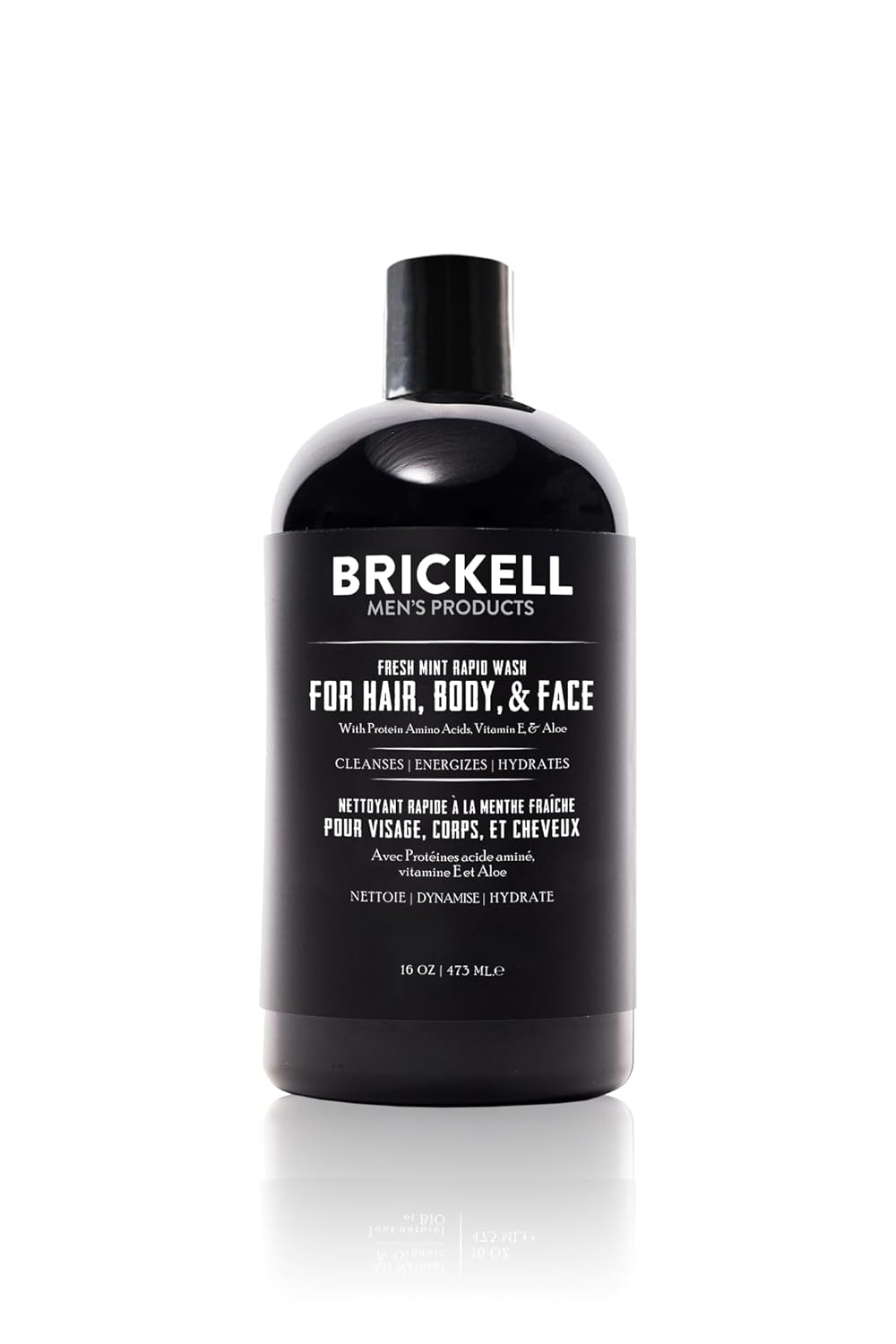 Brickell Men'S Rapid Wash, Natural And Organic 3 In 1 Body Wash Gel For Men, 16 Ounce, Fresh Mint Scent