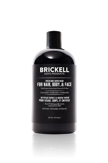 Brickell Men'S Rapid Wash, Natural And Organic 3 In 1 Body Wash Gel For Men, 16 Ounce, Fresh Mint Scent