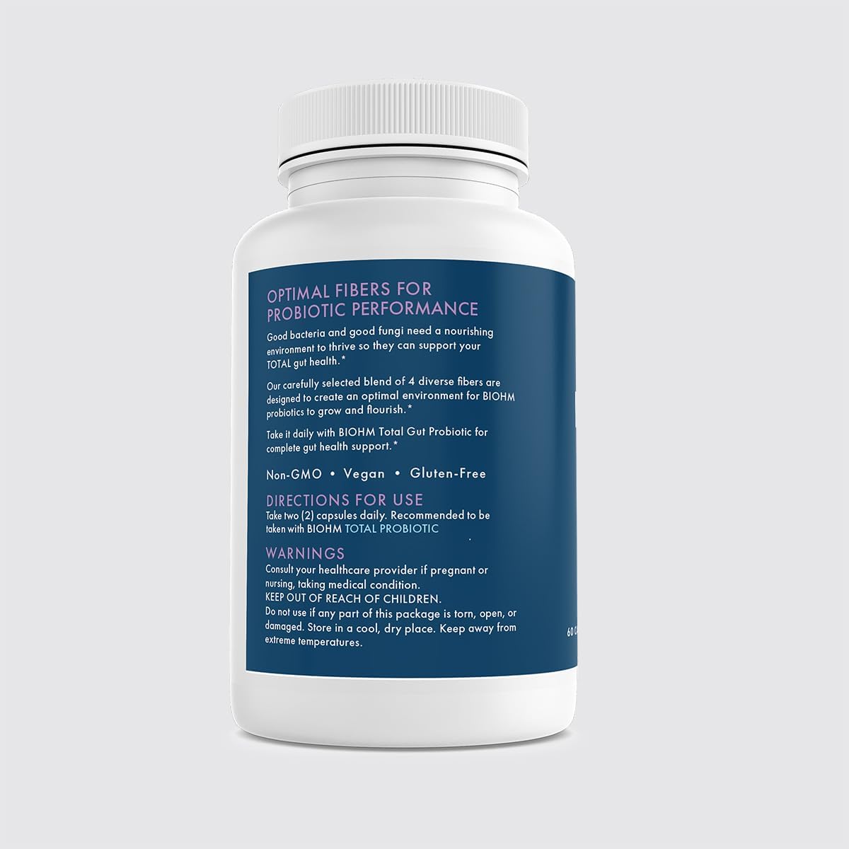 Biohm Prebiotic Fiber Supplement (60 Capsules) 4 Diverse Dietary Fibers To Support Probiotic Environment, Helps Improve Gut Health And Immune System, Includes Inulin & Apple Pectin Powder : Health & Household
