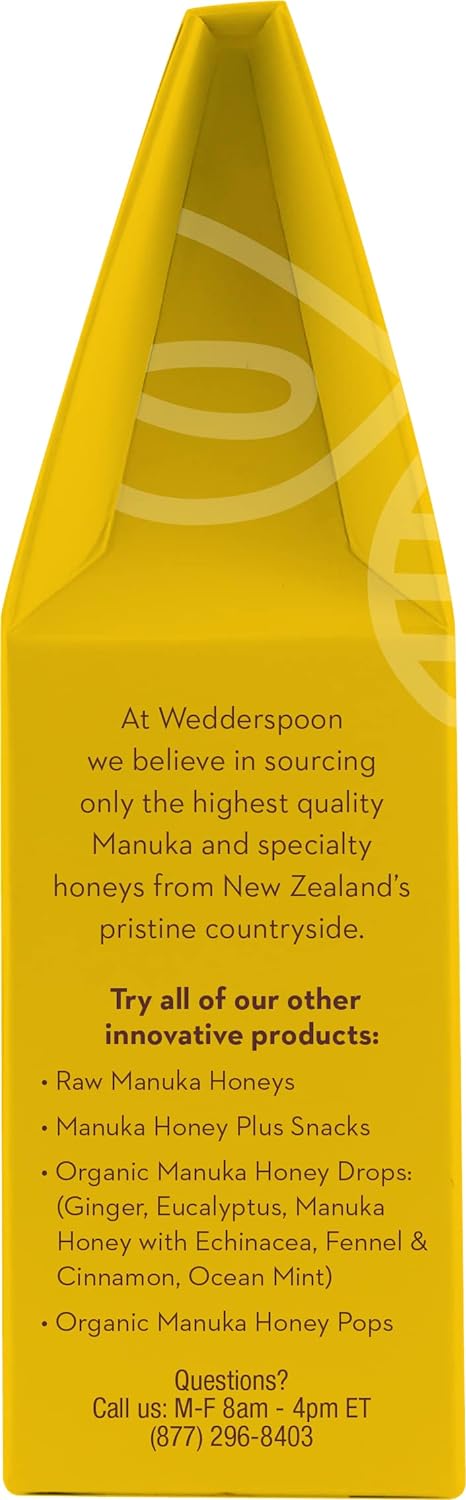 Wedderspoon Organic Manuka Honey Drops, Lemon & Bee Propolis, 20 Count (Pack of 1) | Genuine New Zealand Honey | Perfect Remedy For Dry Throats : Health & Household