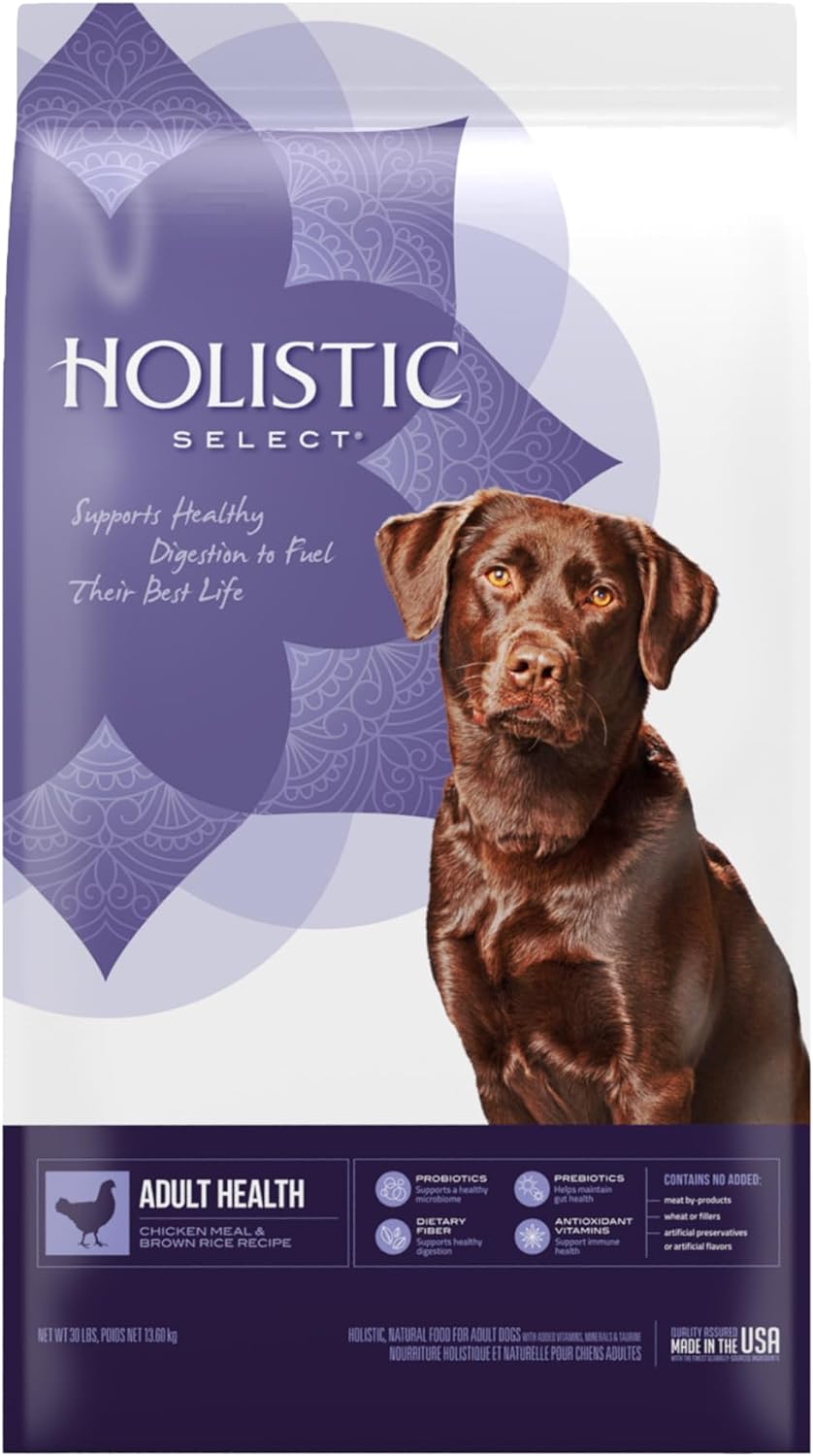 Holistic Select Natural Dry Dog Food, Chicken Meal & Rice Recipe, 30-Pound Bag