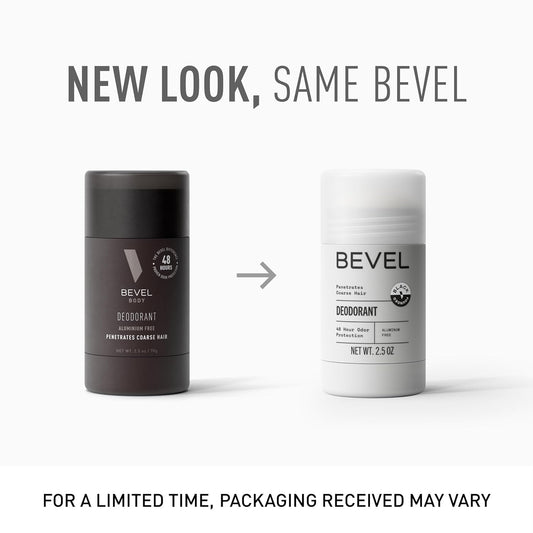 Bevel Deodorant for Men with Coconut Oil and Shea Butter, Aluminum Free, No Streaks, 48 Hour Protection, 2.5 Oz (Packaging May Vary)