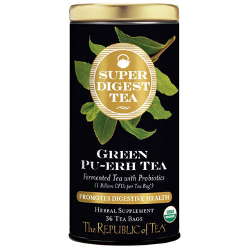 The Republic Of Tea Organic Green Pu-Erh Superdigest Tea® | Probiotic Fermented Tea Bags (36 Count)