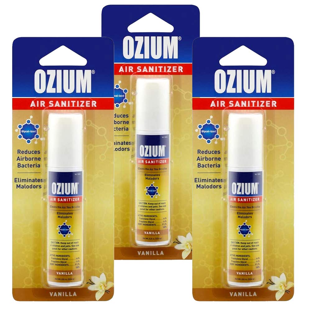 Ozium Air Sanitizer 0.8 oz Spray, Vanilla Scent (3) : Health & Household