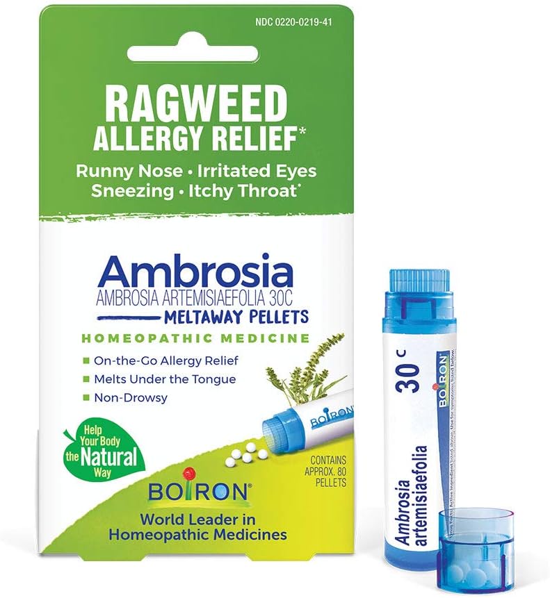 Boiron Ambrosia 30C Homeopathic Medicine For Ragweed Or Hay Fever Relief And Allergy Symptoms Of Sneezing, Runny Nose, And Itchy Eyes Or Throat - 1 Count (80 Pellets)