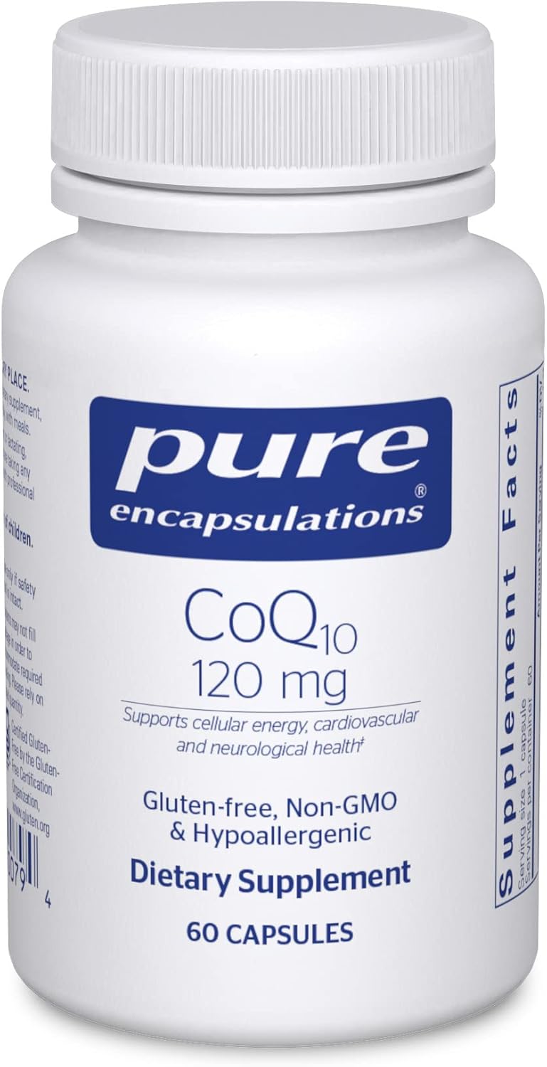 Pure Encapsulations Coq10 120 Mg - Coenzyme Q10 Supplement For Heart Health, Energy, Antioxidants, Brain & Memory Health - Cellular Health, Cognition & Cardiovascular Support