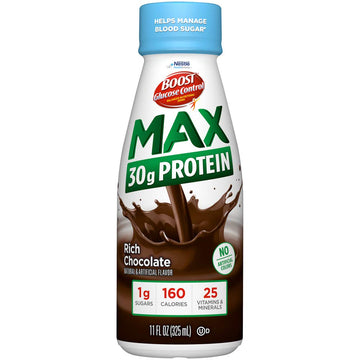 Boost Glucose Control Max 30G Protein Nutritional Drink, Rich Chocolate, 11 Fl Oz (Pack Of 12)