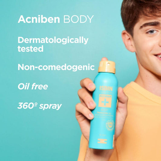 ISDIN Acniben Teen Skin Body Spray Treatment for Acne | Helps clear body pimples and spots 150ml