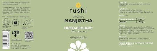 Fushi Organic Manjistha Capsules, 60 Caps | Fresh-Ground Whole Food | Ayurveda Medicine | Indigenously Sourced | Ethical & Vegan | Made in the UK : Amazon.co.uk: Grocery