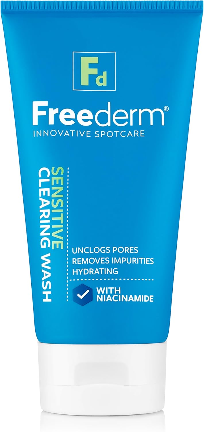 Freederm Sensitive Clearing Face Wash For Spot Prone Skin, Unclogs Pores And Removes Dirt And Impurities. Prevents Spots. With Niacinamide, 150Ml Tube