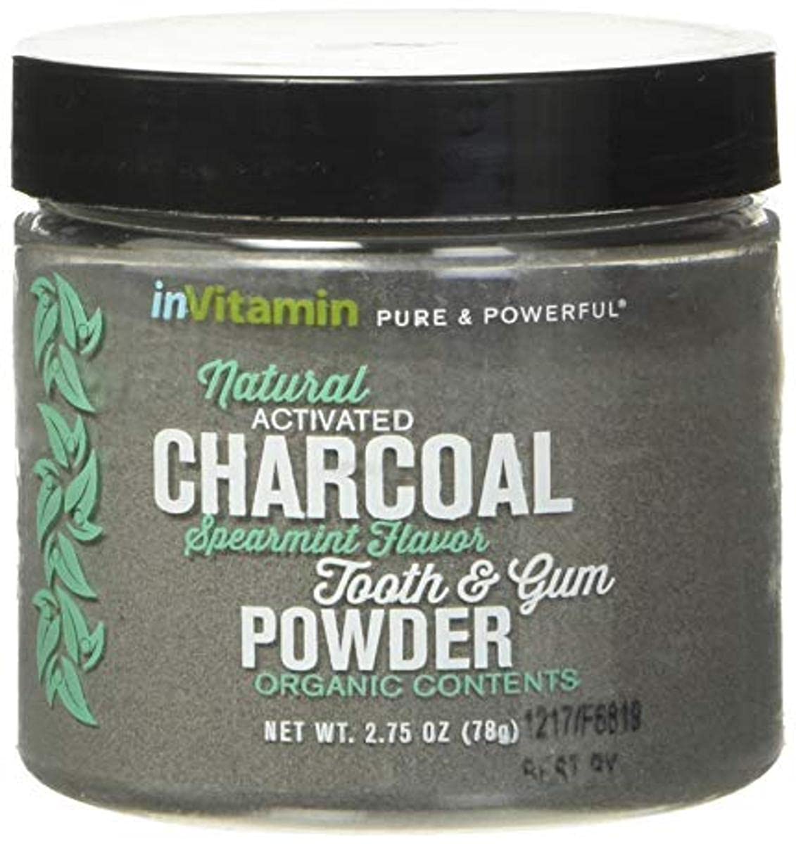 Natural Whitening Activated Charcoal Powder For Teeth And Gums (Spearmint)