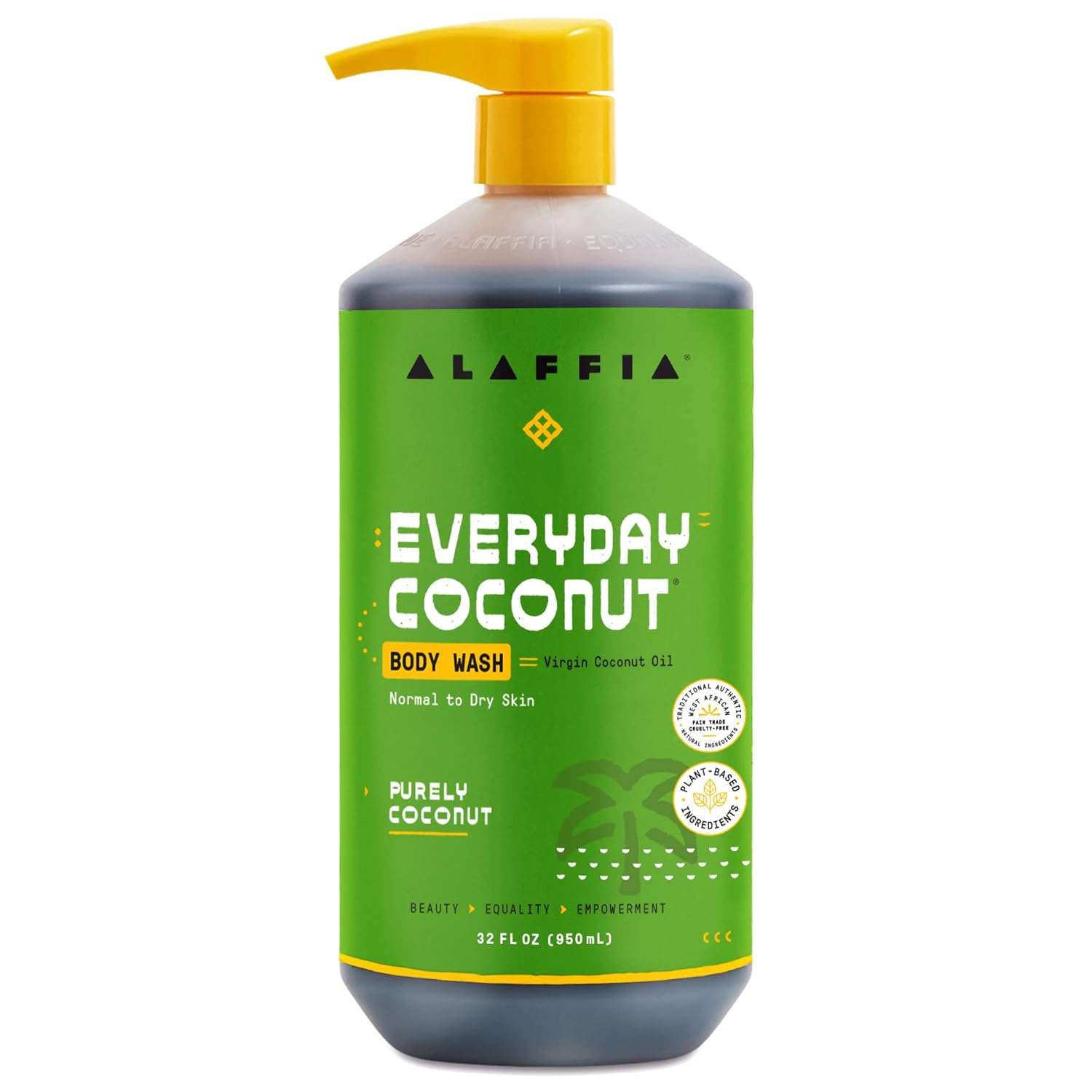 Alaffia Body Wash, Everyday Coconut – Moisturizing Soap With Nourishing Coffee Berry Extract & Coconut Water, Vegan & Cruelty-Free, 32 Oz