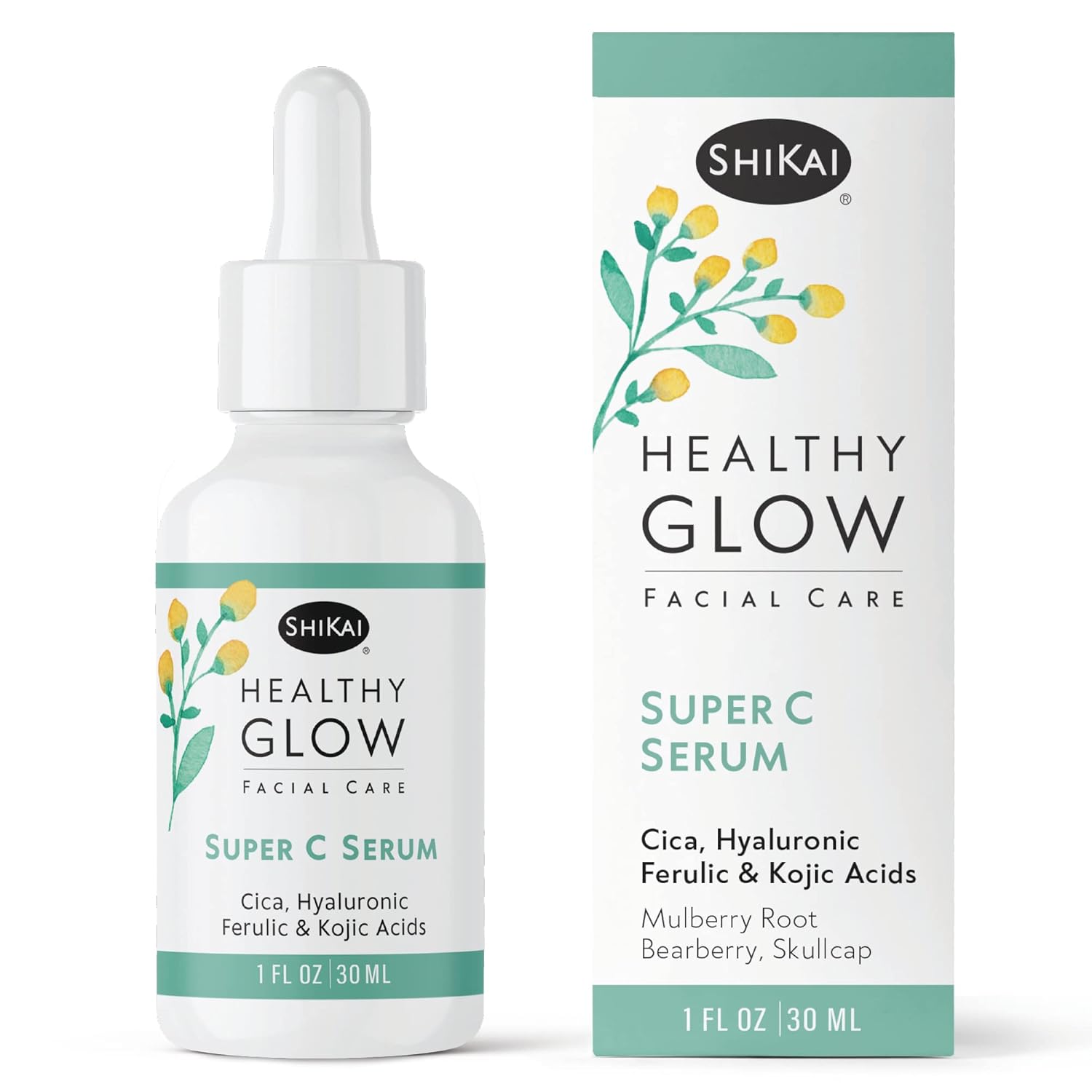 ShiKai Healthy Glow Super C Face Serum (1 oz) | Vitamin C, E & Hyaluronic Acid for Brighter, More Even Skin Tone | Nourish & Hydrate Dry Skin : Beauty & Personal Care