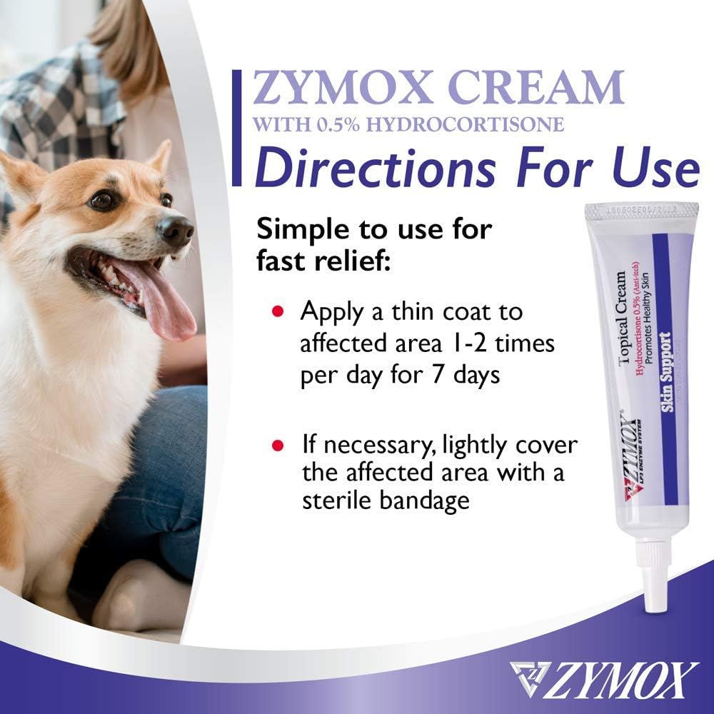 Zymox Topical Cream with 0.5% Hydrocortisone for Dogs and Cats, 1oz : Health & Household