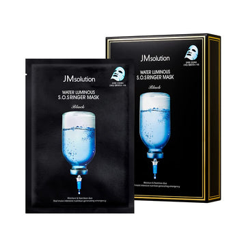 Jmsolution Water Luminous S.O.S Ringer Mask Black - Korean Skin Care-Rich Hydrated Smooth Moisture -10 Sheets For All Skin Type