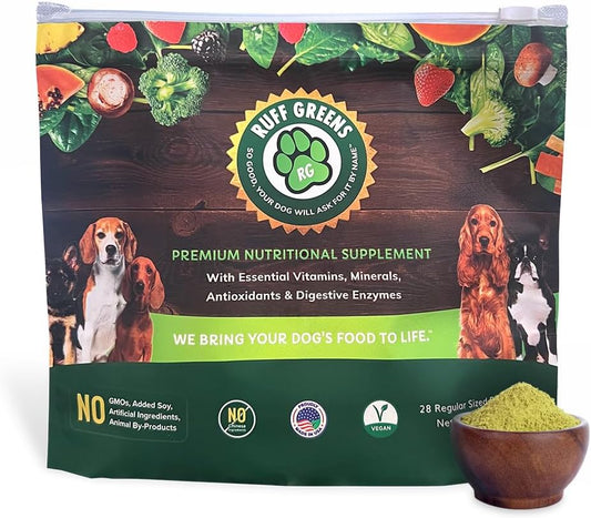 Ruff Greens - Vitamin & Mineral Supplement, Nutritional Support & Probiotics for Dogs, Dog Vitamin Powder, Nutritionally Pure Superfood, 6.9 Ounce