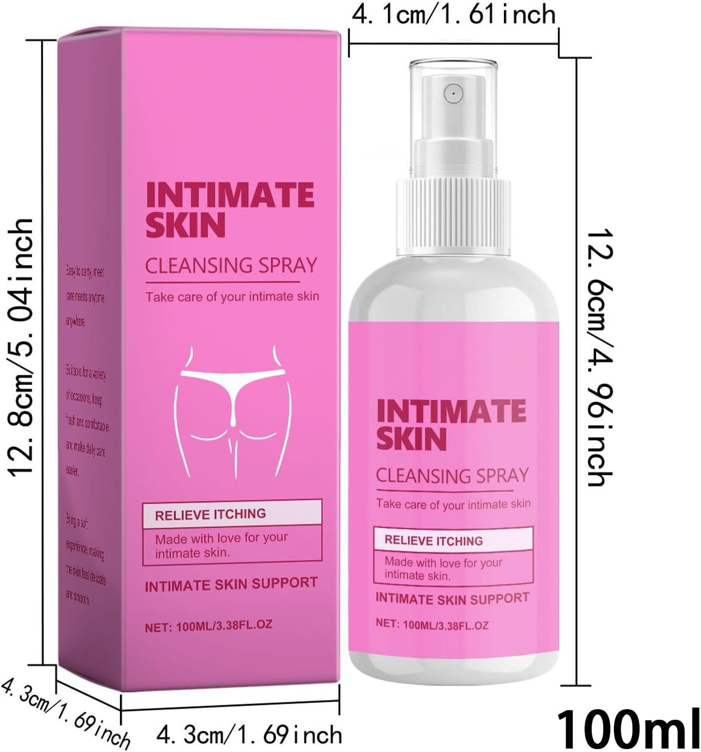Gentle Vaginal Odour Protection Spray, Women Intimate Care Spray, Daily External Feminine Hygiene, Effective, Freshens And Hydrates, 100Ml Non-Irritating For Daily Protection