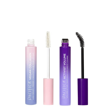 Pacifica Beauty, Activist Volume & Curl Black Mascara, Vegan Collagen Lash Serum & Clear Mascara Primer, Lengthening + Volumizing, Clean Makeup, Glass, Value Pack, Silicone Free, Vegan & Cruelty Free : Beauty & Personal Care