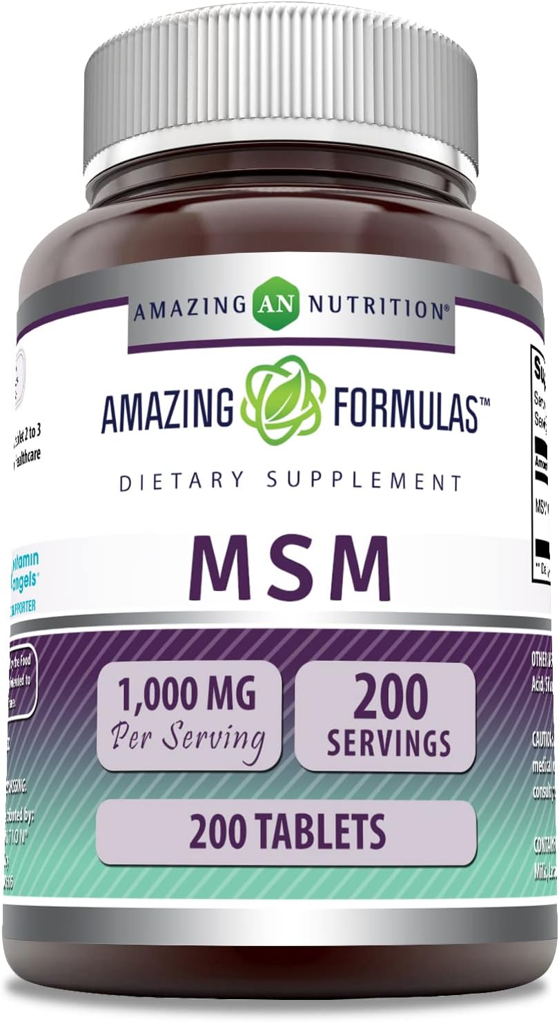 Amazing Formulas Msm 1000Mg 200 Tablets Supplement | Non-Gmo | Gluten