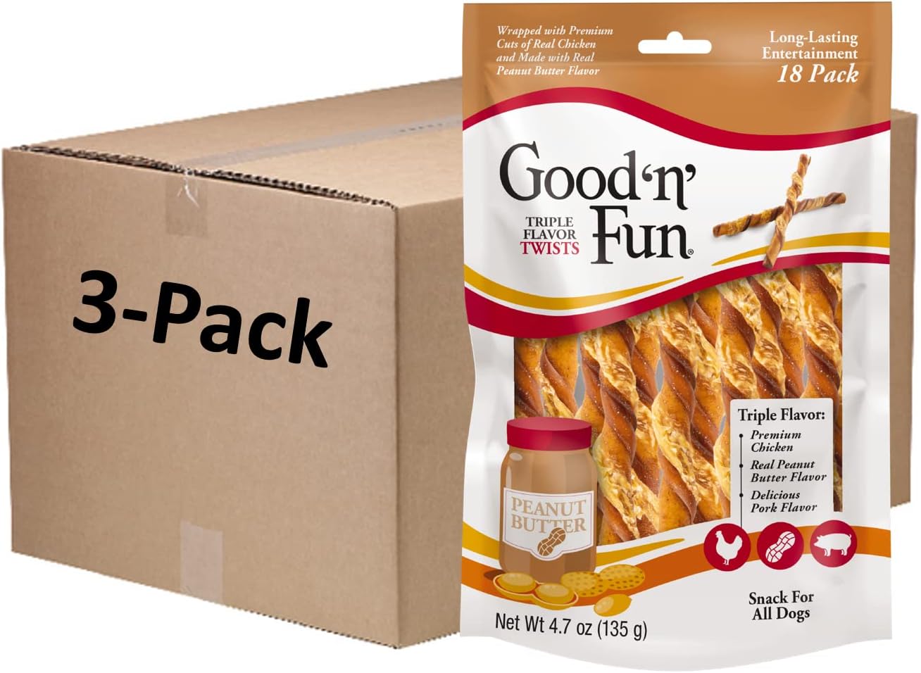 Good ’N’ Fun Triple Flavor Twists, 18 Count (Pack Of 3)