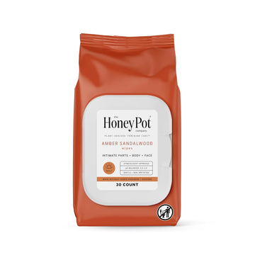 The Honey Pot Company - Feminine Wipes - Daily Ph Balancing, Sulfate Free Feminine Products For Intimate Parts, Body, Or Face. - Amber Sandalwood 30 Ct