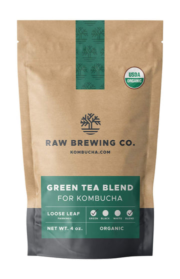 Kombucha.Com Certified Organic Loose Leaf Tea - Kombucha Brewing Blends (Green Tea Blend, 8 Ounce + 50 Xl Filter Bags)
